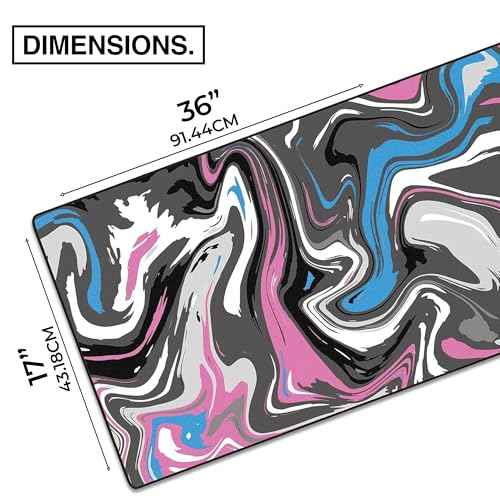 MPCO. Strata Large Gaming Desk Pad - 36" x 17" Aeroglyde Fabric Blue & Pink Desk Mats - Non-Slip, Washable, Smooth Glide for Precision Gaming & Work