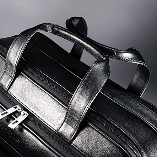 Samsonite Black Leather Expandable Briefcase, 15.6" Laptop Ready