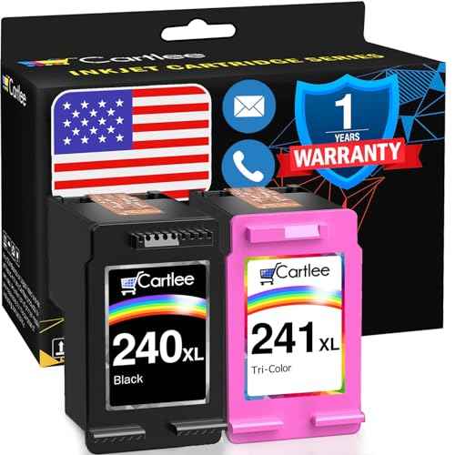 Cartlee Remanufactured Ink Cartridge Replacement for Canon PG-240XL 240 XL CL-241XL 241 XL PIXMA MX472 MX452 MG3220 MG3520 MX432 MX439 MX512 MG3620 MG2120 MX459 MG3600 MX479 (1 Black, 1 Color)