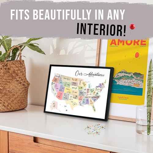 flinelife Usa Travel Map With Pins, 12X10, Our Adventures Travel Pin Board, 50 States Map, Perfect For Couples Gift