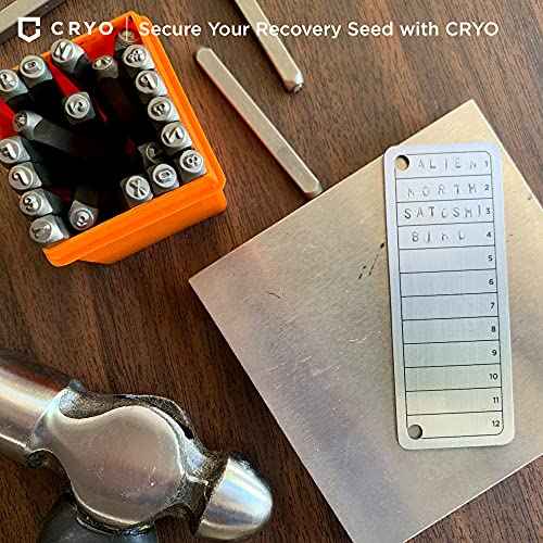 CRYO Crypto Seed Phrase Storage - Bitcoin Stainless Steel Wallet - Crypto Recovery Seed Phrase Backup - Cold Storage Cryptocurrency Backup - Store 12 to 48 Words (SLIM)