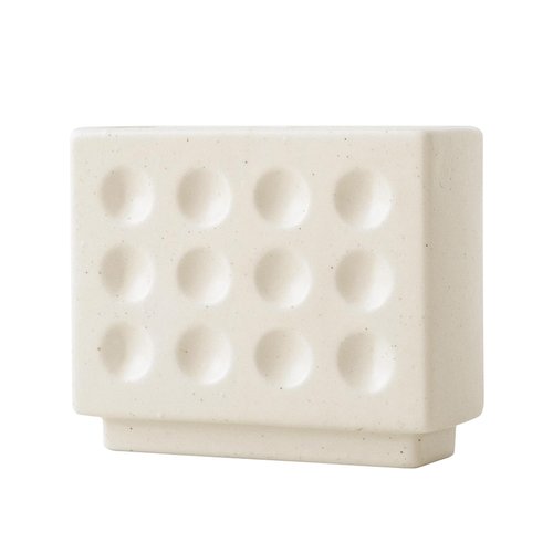 WENSHUO Abstract Square Face Pen Holder, Modern and Minimalistic Desk Accessories (Matte Crème)