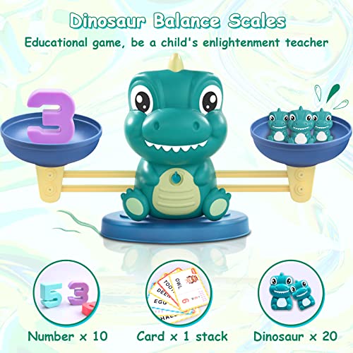 Kaodezhu Dinosaur Math Balance Toys - Montessori Educational Toy for 3-8 Year Old Kids, Green Basic Variant