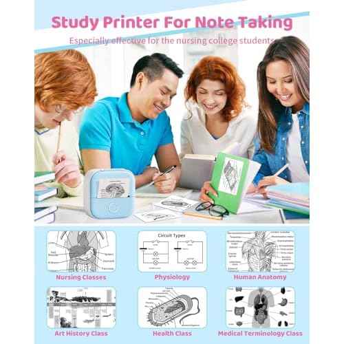 Mini Sticker Printer - T02 Mini Printer Sticker Maker, Print Pod Pocket Machine with 1 Roll Paper, Thermal Inkness Portable Sticky Note Maker for Journal, Photos, Notes, Diagrams