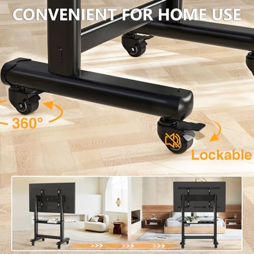 Mobile TV Cart with Wheels for 55-120" TVs up to 250 lbs | 1 Shelf Variation
