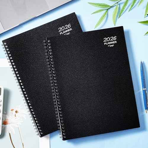 2026 Planner - 2026 Planner Weekly and Monthly, 2026 Calendar Planner, JAN. 2026 - DEC. 2026,9" x 11", Weekly Monthly Planner 2026 with Colorful Tabs, Waterproof Cover, Twin-wire Binding, Back Pocket - Black