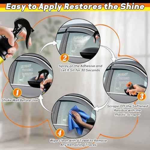 Adhesive Remover Spray with Scraper & Towel - Remove Stickers, Labels, Tape Residue from Car Paint, Glass, Tile - Safe Multi-Surface Formula - 100ml/3.4oz