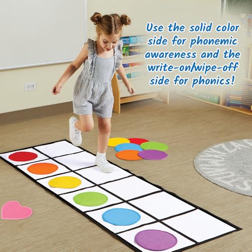 hand2mind Elkonin Box Floor Mat Activity Set, Phonemic Awareness, Phonics Games, Science of Reading Classroom Materials, Toddler Gross Motor Toys, Kids Active Play, Preschool Learning Activities