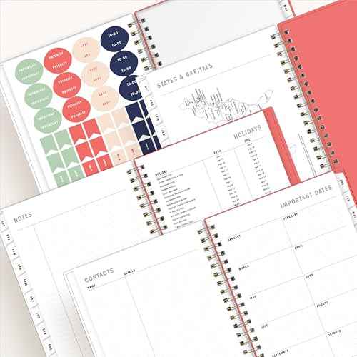 Blue Sky Artisans & Makers Sara Harding 2026 Weekly and Monthly Planner, January 2026 - December 2026, 5" x 8", Flexible Cover, Durable Wire Binding, Laminated Tabs, Pocket, Stickers, Bright Dahlias
