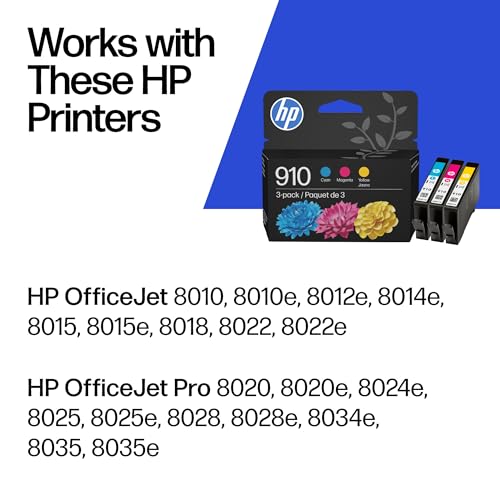 HP 910 Cyan Magenta Yellow Ink Cartridges 3-Pack for OfficeJet & OfficeJet Pro - Variation 1