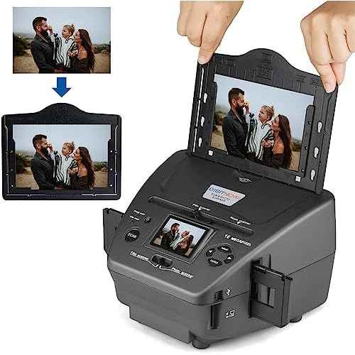 Digital Film & Photo Scanner ? Converts 35mm/135 Slides, Negatives & 3.5x5, 4x6, 5x7 Photos to 22MP JPEG ? Slide & Negative Scanner with 2.4" LCD, 4GB SD Card