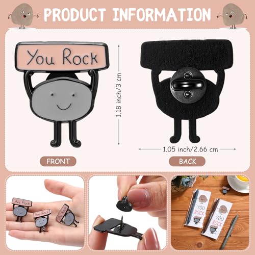 50 Sets Motivational You Rock Employee Appreciation Gifts Bulk Ballpoint Pens and inspirational Cards and Brooch Pin Organza Bags Inspirational Thank Gift for Team Coworker Staff (You Rock)