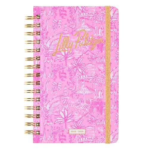 Lilly Pulitzer Medium Planner August 2025 - December 2026, Weekly Agenda & Monthly Calendar, Stickers, Pockets, Spiral Binding, 5" x 8.25" (Palm Beach Playground)