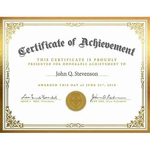 Professional Certificate Paper 8.5 x 11 for Printing, Diploma Paper, Award Certificates Paper, 80 lb, 15 Count, Gold Foil Border, for Office, Business Awards, Graduation, School (GOLD)