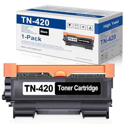 TN420 TN-420 Black Toner Cartridge Replacement for Brother TN420 TN450 HL-2130 HL-2230 HL-2250DN MFC-7240 MFC-7360N MFC-7460DN MFC-7860DW DCP-7060D DCP-7065D Intellifax-2840 2940 Printer 1 Pack