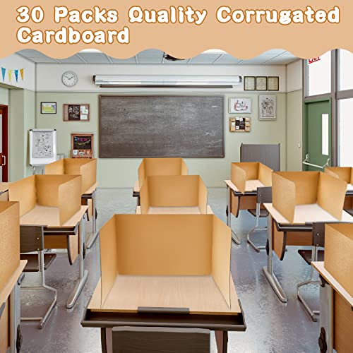 Gueevin 30 Pcs Desk Privacy Boards for Students Classroom Brown - Foldable 54x13 in