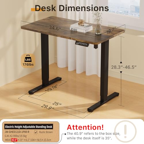 JOY Worker Rustic Brown 35-Inch Electric Standing Desk with Height Adjustment