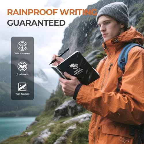Nicpro 1.3mm Mechanical Pencil Set in Leather Bag with Waterproof Field Notebooks, 3PCS Metal Heavy Duty Carpenter Pencil with Lead Refill & Eraser for Outdoor Journal Travel Drafting Drawing