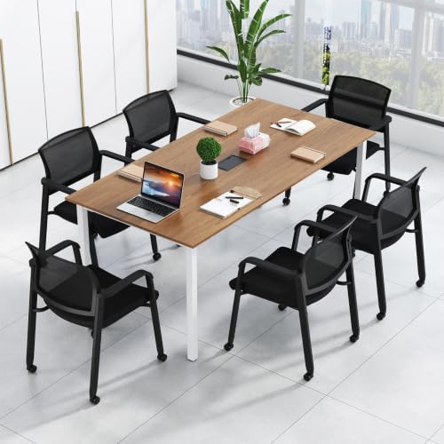 Tangkula Black 2-Pack Rolling Conference Room Chairs, Stackable Guest Chairs