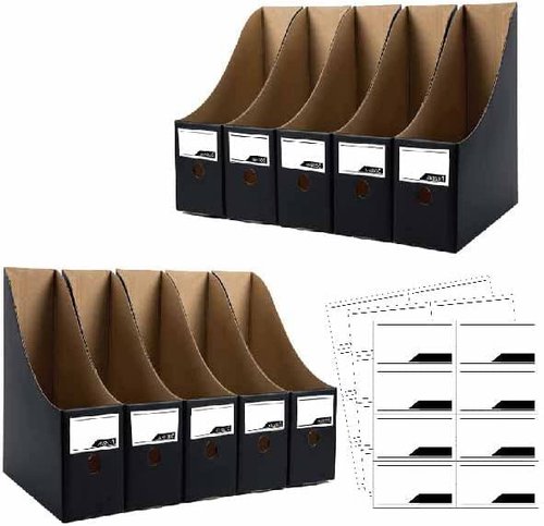 ANSSDO 24 Pack Black Cardboard Magazine Holder Premium Magazine File Holder Magazine Organizer, Magazine Storage Box, Large Volume Magazine File Organizer as Book Bins or Folder Holder for Desk