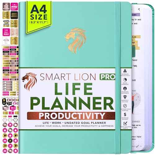 Life Planner - Undated Daily, Weekly & Monthly Planner with Budget Section | A 12 Month Journey to Increase Productivity & Happiness | Life Organizer & Gratitude Journal - Horizontal Format