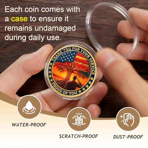 BHealthLife 20 Pcs Eagle Veterans Challenge Coins Bulk - Thank You for Your Service Coins with US Flag Tree Design - Memorial Day Christmas Bulk Military Gifts for Veterans Dad Men