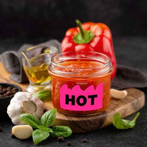 600 PCS Rave Hot Stickers 2 x 1-1/5 Inch Fluorescent Pink Hot Flame Fire Shaped Stickers Marking Popular Items for Restaurant Supermarkets Stores Shops (Fluorescent Pink)