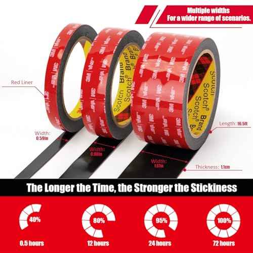 Double Sided Tape Heavy Duty, Waterproof Mounting Foam Tape, 16.5ft Length, 1.97in Width, High Temperature Resistant Adhesive Tape for Car, LED Strip Light, Office Decor, Made of 3M VHB Tape.