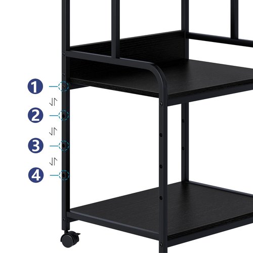 Arbuxzuy Printer Stand with Storage Shelf,3 Tier Printer Cart with Wheels,Mobile Printer Table for Home Office,Stands for Heat Press Scanner Fax,Industrial Style (Black)