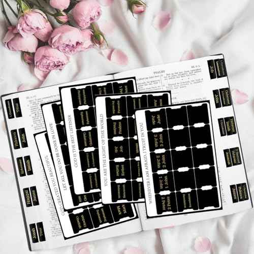Bible Tabs, 75 Tabs, Laminated Bible Index Tabs for Women and Men, Bible Book Tabs for Easy Navigation, Large Print Easy to Read(Gold Foil Black)