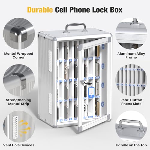 36 Slots Cell Phone Storage Locker for Classroom, Portable with Key