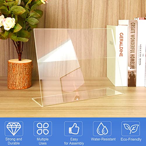COYMOS 8.5 x 11 Horizontal Acrylic Sign Holder - 6 Pack Slant Back Display Stands