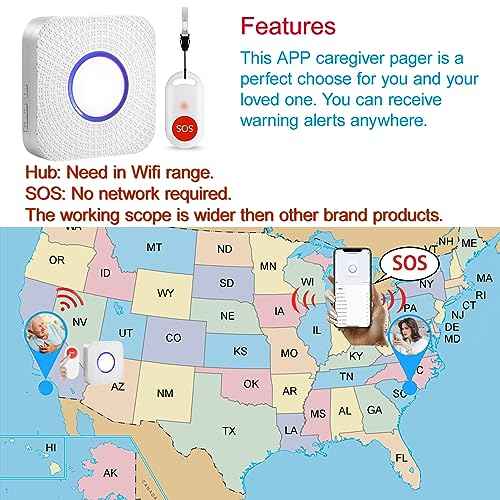 WiFi Caregiver Pager Wireless Call Button Nurse Alert System for Home/Elderly/Patient/Disabled with Phone App Two Call Button One WiFi Receiver(only Supports 2.4GHz Wi-Fi)