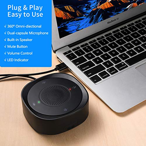 USB Speakerphone Microphone, Conference Speaker Omnidirectional Computer Mic, with 360¨¬ Voice Pickup, Touch-Sensor Buttons for Mute/unmute, Streaming, Call Speaker Skype, Webinar, Interview -(JV801)