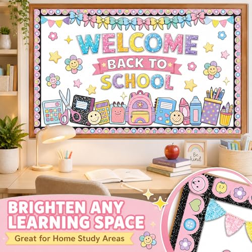 Wiooffen Back to School Composition Notebook Bulletin Board Set - Classroom Decorations
