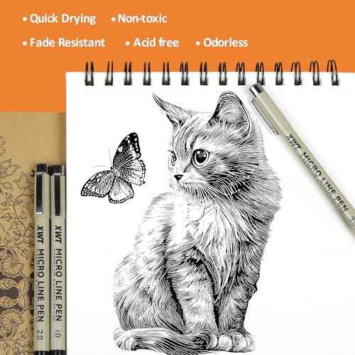 12+1 Fineliner Drawing Art Pens, Black Waterproof Pigment Ink Set for Artists, Sketching, Manga, Watercolor, Calligraphy, and Detail Outlining Archival Quality Inking Markers