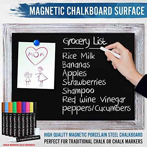 HBCY Creations 18" x 24" Whitewash Solid Wood Frame Wall Chalkboard, Magnetic Surface, Home D?cor, Restaurant & Caf? Menus, Blackboard, Includes Chalk, Eraser & Hanging Hardware