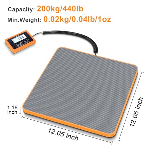 THINKSCALE Shipping Scale, 10g Precision Postal Scale - 440lb Capacity, Lightweight Postage Scale for Packages, Luggage, Mail, Ecommerce, Warehouse & Home, Battery & AC Adapter Included