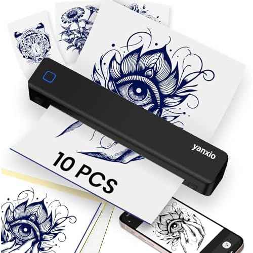 Tattoo Stencil Printer, Wireless Thermal Tattoo Printer with 10 Pcs Transfer Papers, Portable Tattoo Machine, Compatible with Android, iOS, Windows, MacOS, Support Mobile & PC (Metallic)