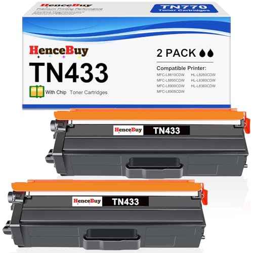 TN433 TN-433 Toner Cartridge Replacement for Brother TN 433 TN-431 for Brother HL-L8260CDW HL-L8360CDW MFC-L8610CDW MFC-L8900CDW HL-L9310CDW Printer (TN433BK 2-Pack)