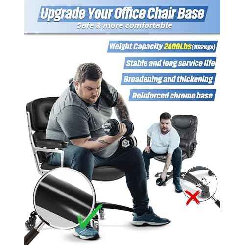 Sytopia 28'' (70 cm) Heavy-Duty Office Chair Base Replacement (2600 lbs), Reinforced Metal Base for Managerial & Executive Chairs, Universal Caster and Gas Cylinder Size, Black