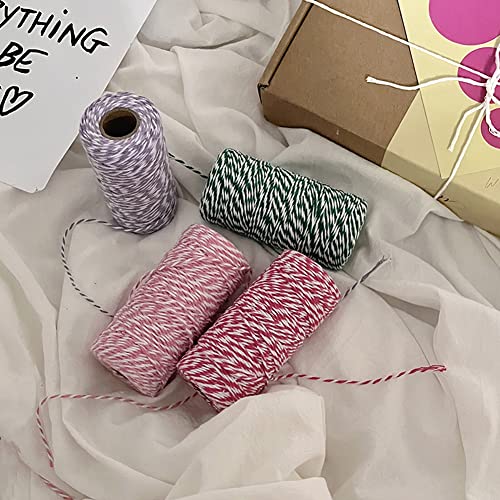 Flipped 328 ft Pink & White Twine String for Craft, Gift Wrapping, Macrame, Bake/Baker’s Rope