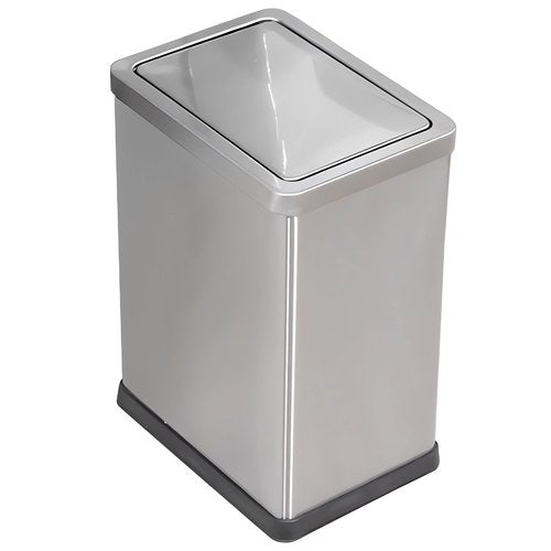 JINYCOME 2.6 Gallon Small Office Bathroom Trash Can with Swing Lid,Living Room Bedroom Garbage can Wastebasket bin,Metal Decor Trash Can(Stainless Steel)