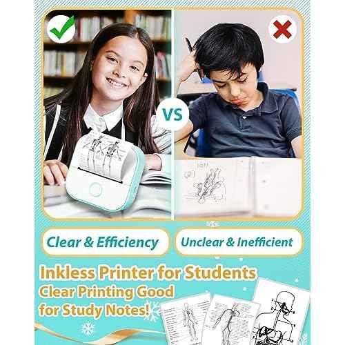Phomemo Sticker Printer- T02 Print Pods Mini Sticker Printer Maker, Inkless Machine Portable, Bluetooth Thermal Pocket Photo Maker for Study Notes, Daily, Photos, DIY, Green