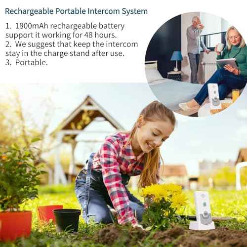 2 Way Talk Doorbell Voice Intercom, Home Caregiver Pager Intercom Super Long Range 1000ft Intercomunicador Indoor Outdoor System for Home Hospital Office (White)