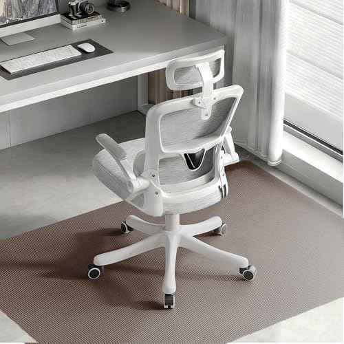 Delamu 36"¡¿48" Office Chair Mat for Hardwood Floor, Heavy Duty Hard Floor Protector for Chairs, Anti-Slip PVC Woven Computer Desk Chair Mat for Home Office, Light Brown
