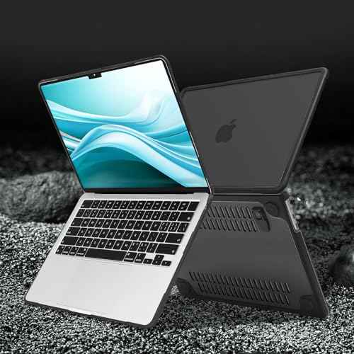MOSISO Compatible with MacBook Air 13 inch Case 2025 2024 2023 2022 M4 A3240 M3 A3113 M2 A2681, Heavy Duty Hard Case with Kickstand&Keyboard Cover&Screen Film&Type C for MacBook Air 13.6, Black
