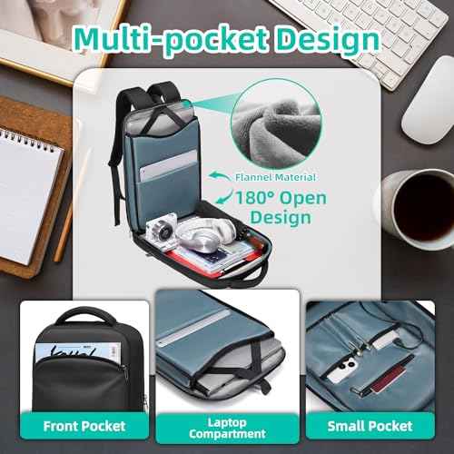 Slim Laptop Backpack for Men 15.6 inch Mens Computer Backapcks Small Travel Backpack Lightweight Waterproof Anti Theft Business Carry on Bag with USB Charging Port for Work Office College