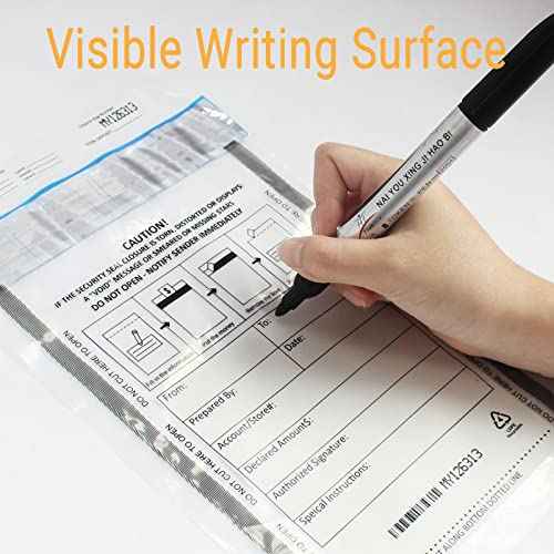 500 Pack 6¡±x9¡± Clear FREEZFraud Deposit Bags, Tamper-Evident Security Bank Pocket, Cash register bags by zmybcpack