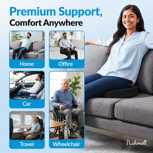 Premium Memory Foam Gel Seat Cushion for Tailbone & Back Relief – 17.5 x 14 in Ergonomic Office & Car Seat Pad